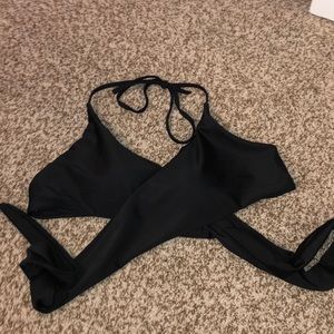 black cross over bikini top